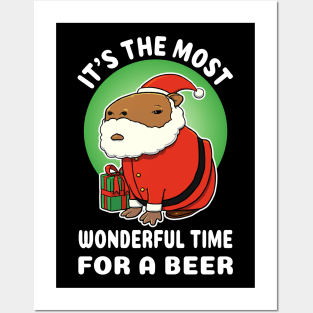 It's the most wonderful time for a beer Capybara Christmas Posters and Art